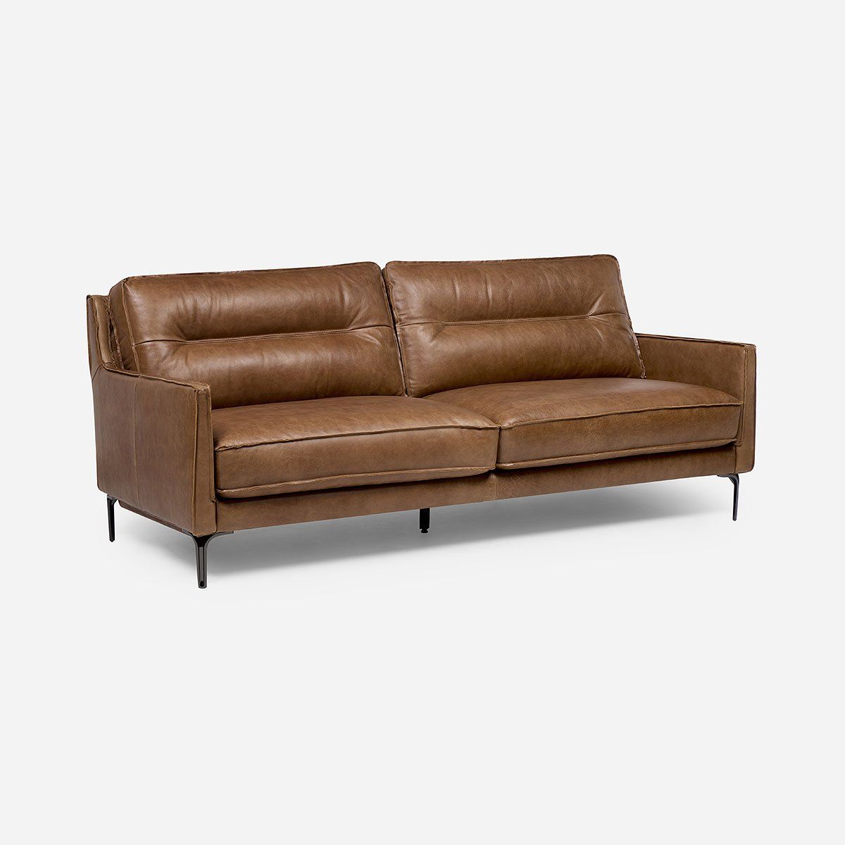 ROSEN - Sofá Bari 3 Cuerpos Cuero Marrón