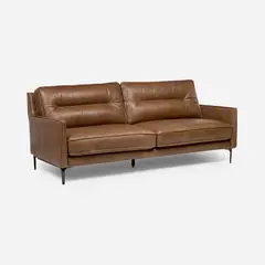 ROSEN - Sofá Bari 3 Cuerpos Cuero Marrón
