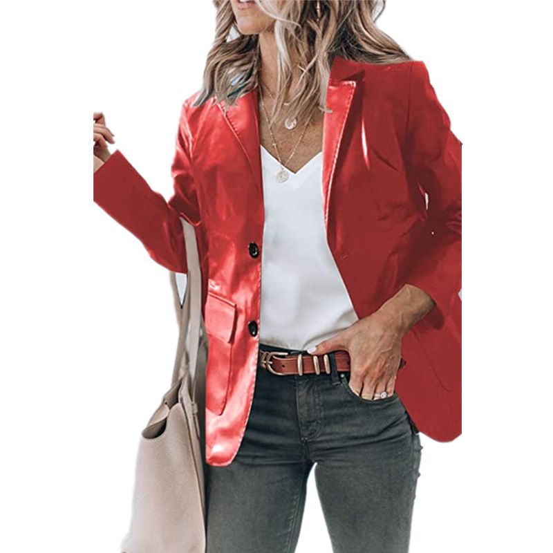 TIOZONEY - Chaqueta de piel larga suelta con solapa