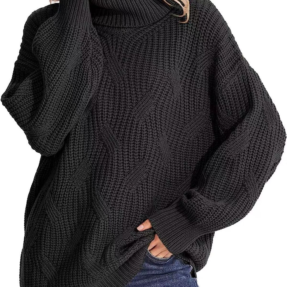 TIOZONEY - Sweater Cuello de Cuello Alto Mujer