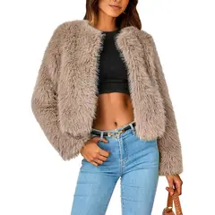 TIOZONEY - Abrigo de invierno Chaqueta corta de lana