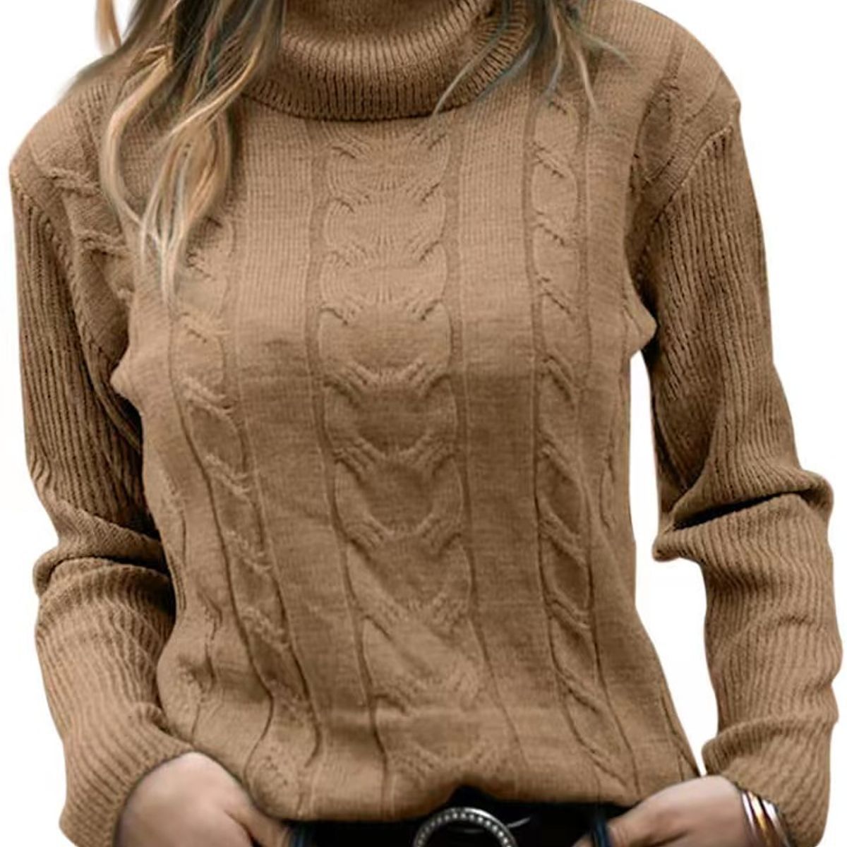 TIOZONEY - Sweater Cuello de Cuello Alto Mujer