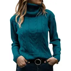 TIOZONEY - Sweater Cuello de Cuello Alto Mujer