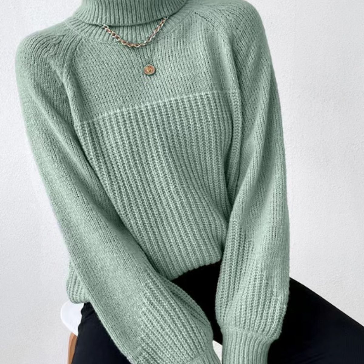 TIOZONEY - Sweater Cuello de Cuello Alto Mujer