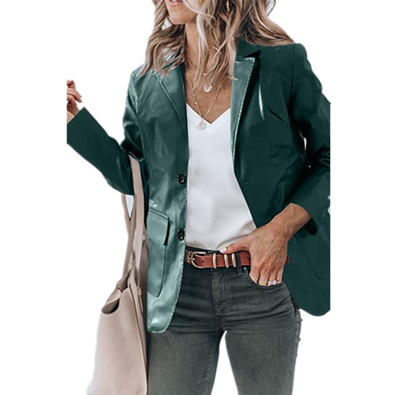 TIOZONEY - Chaqueta de piel larga suelta con solapa