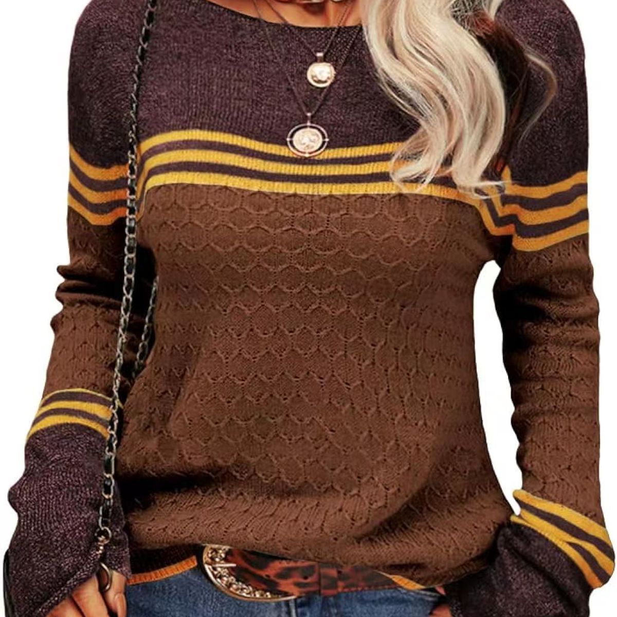 TIOZONEY - Sweater Cuello Redondo Mujer