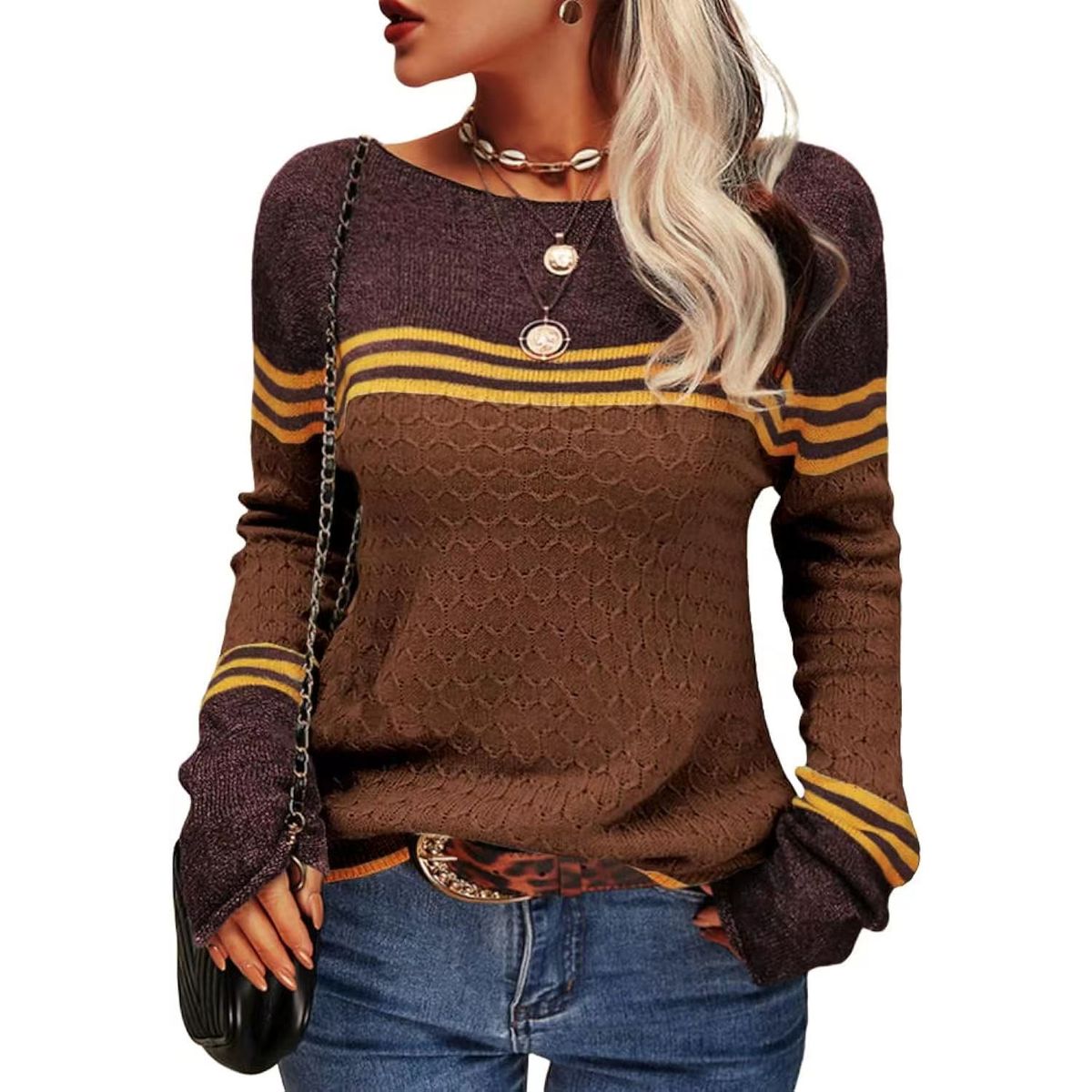 TIOZONEY - Sweater Cuello Redondo Mujer