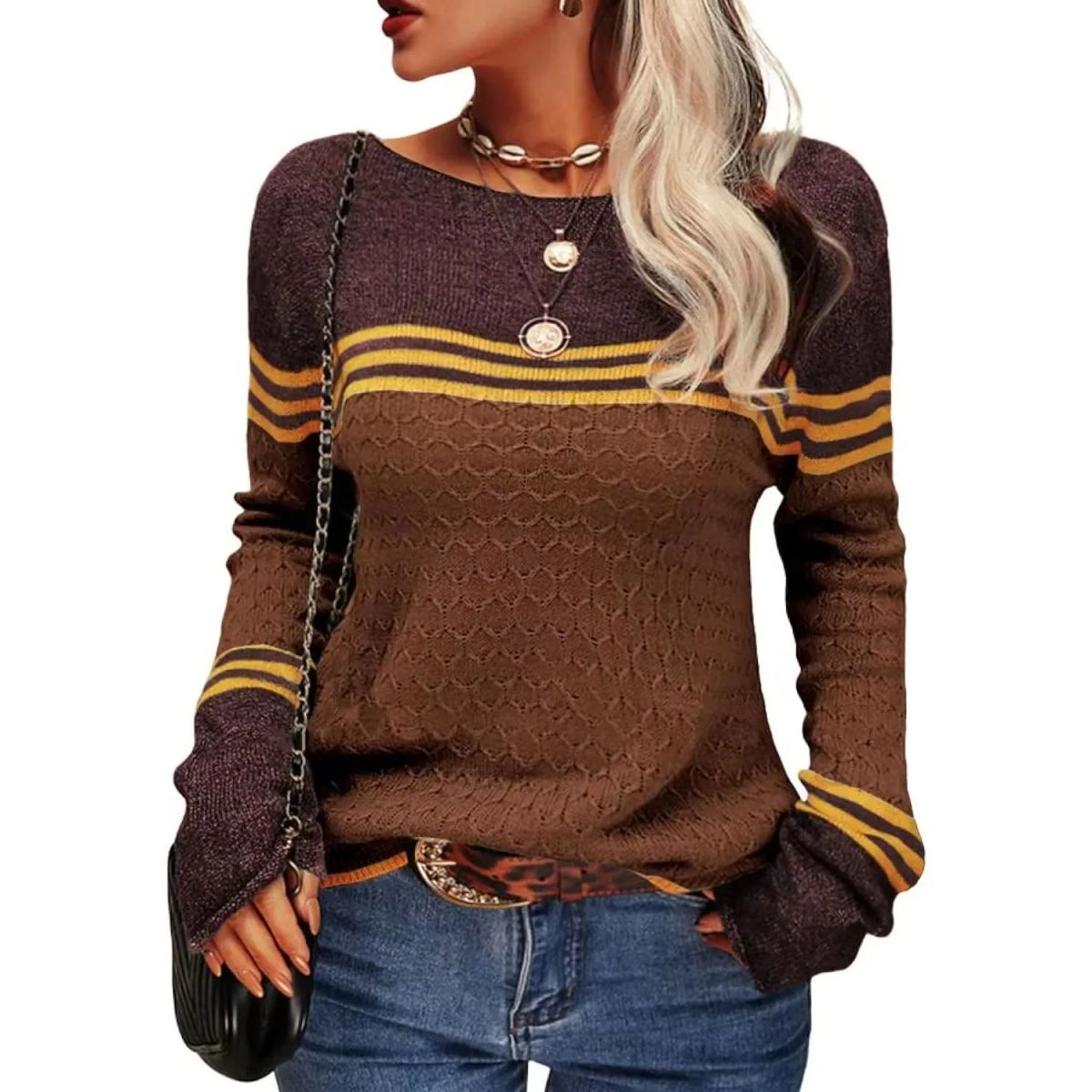 TIOZONEY - Sweater Cuello Redondo Mujer
