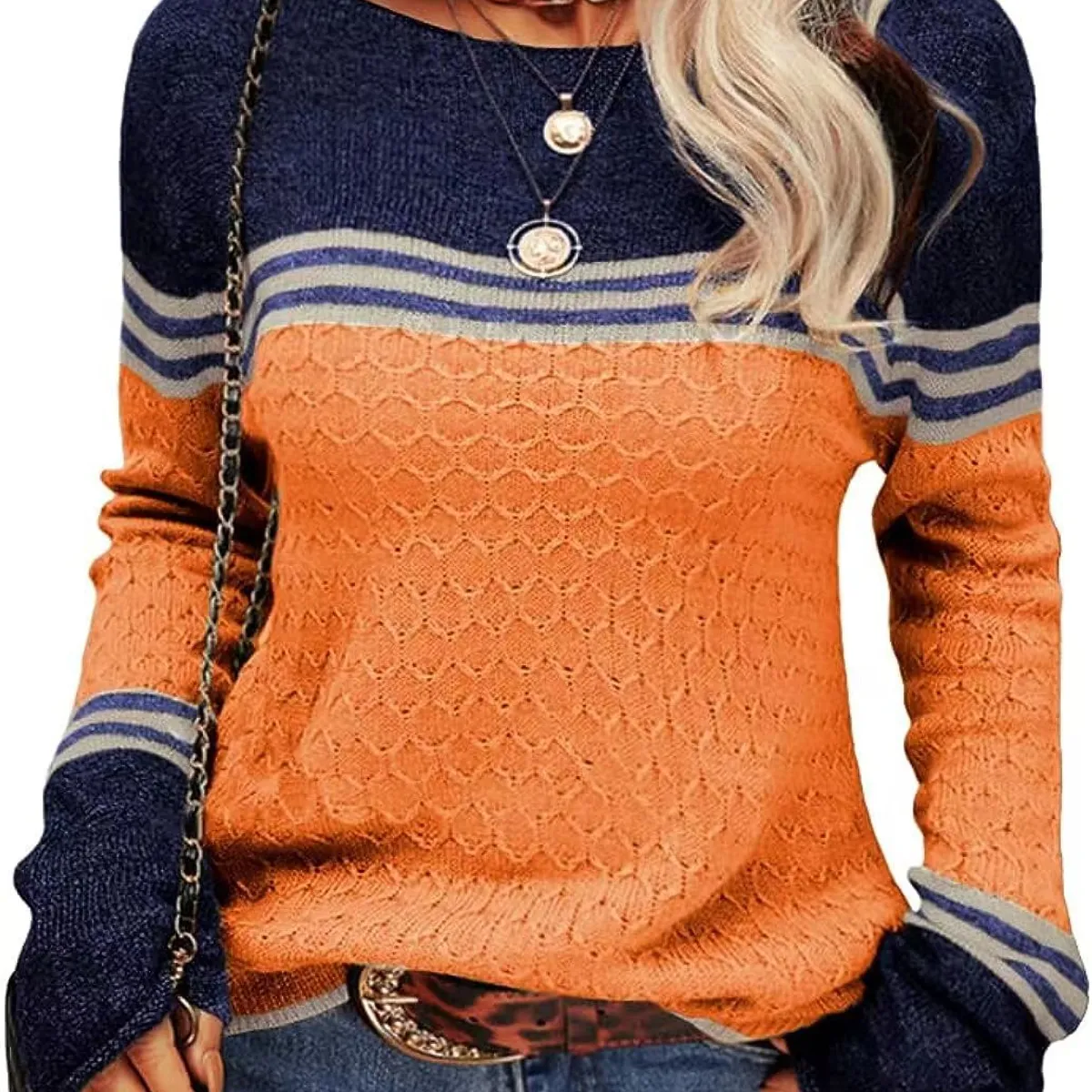 TIOZONEY - Sweater Cuello Redondo Mujer
