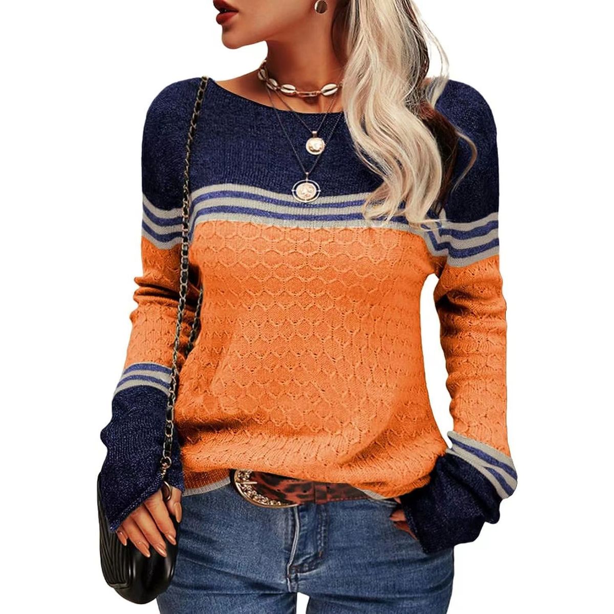 TIOZONEY - Sweater Cuello Redondo Mujer