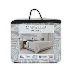 DORAL - Juego de sábanas polar estampada 2 plaza Hoja Gris