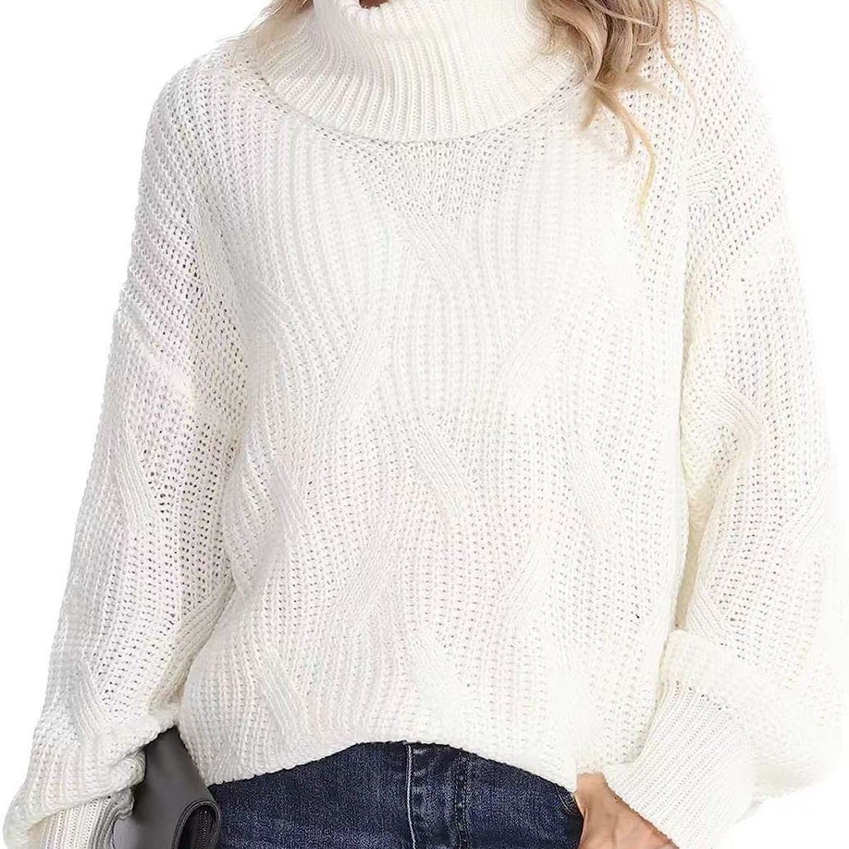TIOZONEY - Sweater Cuello de Cuello Alto Mujer