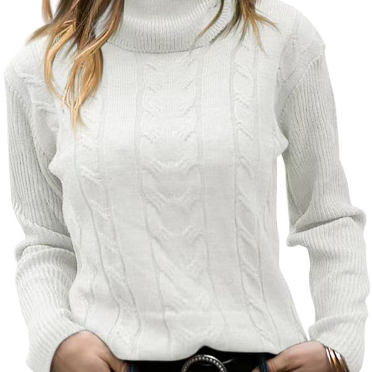 TIOZONEY - Sweater Cuello de Cuello Alto Mujer