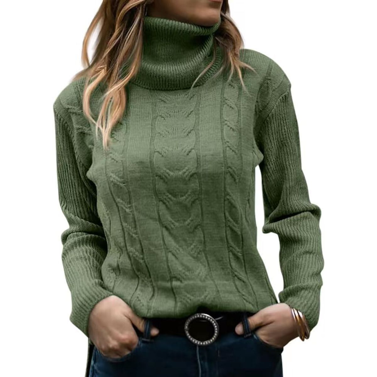 TIOZONEY - Sweater Cuello de Cuello Alto Mujer