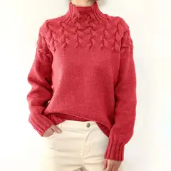 TIOZONEY - Sweater Cuello de Cuello Alto Mujer