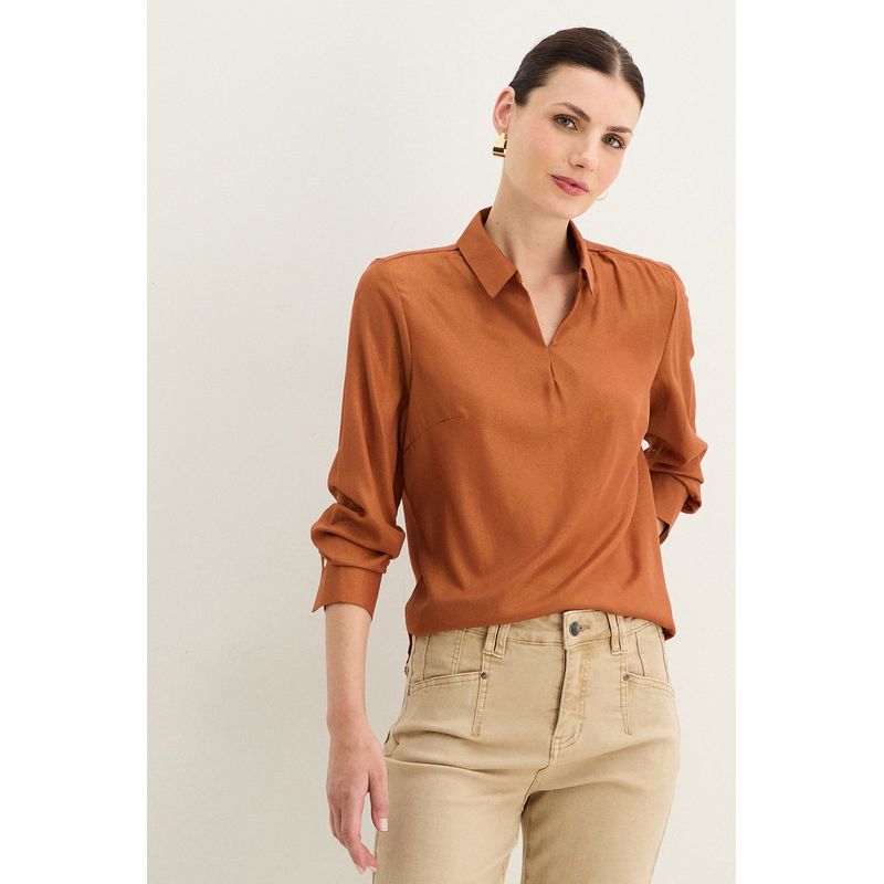 MA GRIFFE - Blusa Lisa Café MAGRIFFE