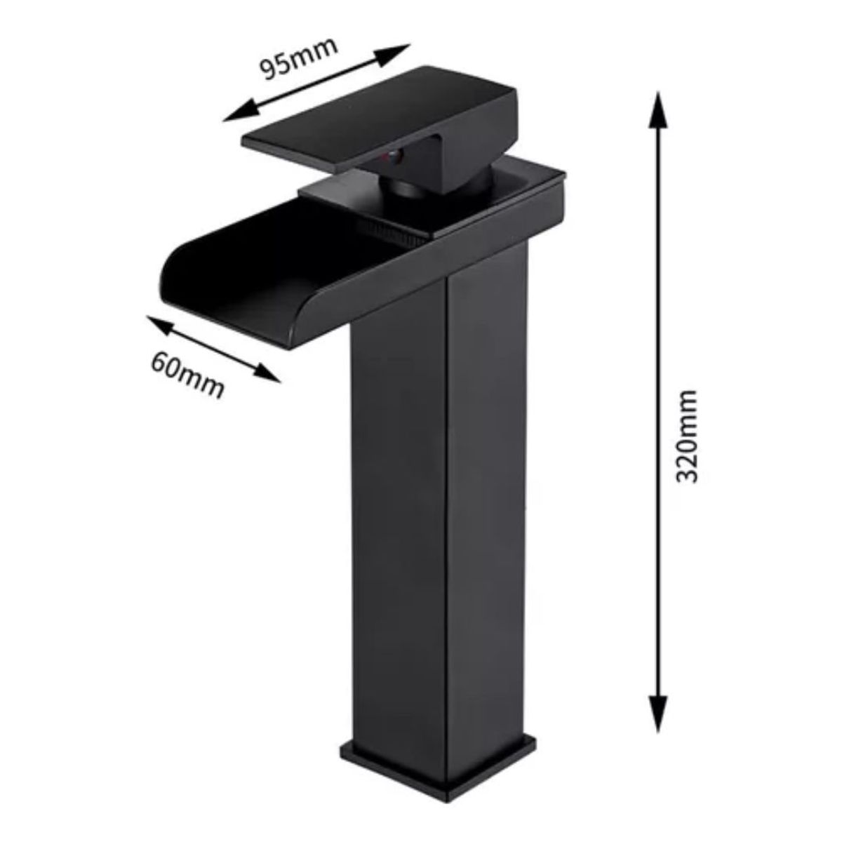 GENERICO - Llave Monomando Lavamanos Estilo Cascada Moderna Acero Negro