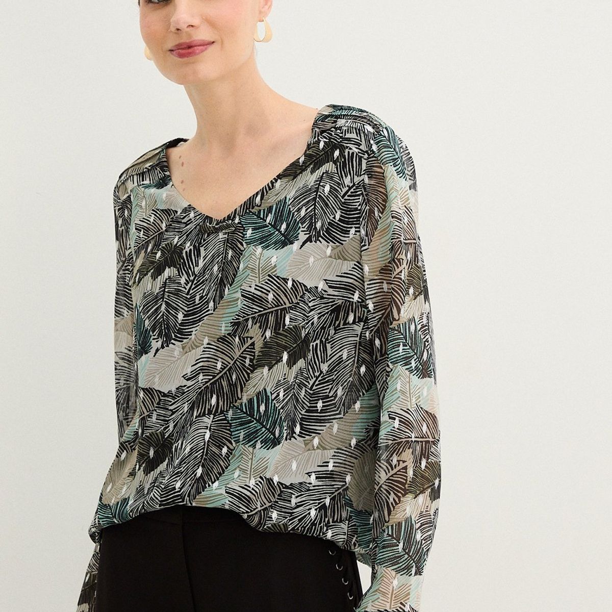 MA GRIFFE - Blusa Manga Larga Negro Mujer Magriffe