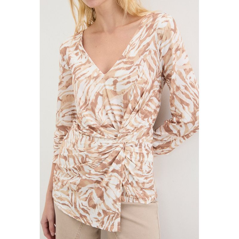 ASH - Polera Manga Larga Beige Mujer Ash