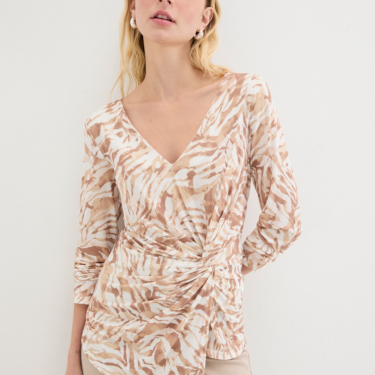 ASH - Polera Manga Larga Beige Mujer Ash