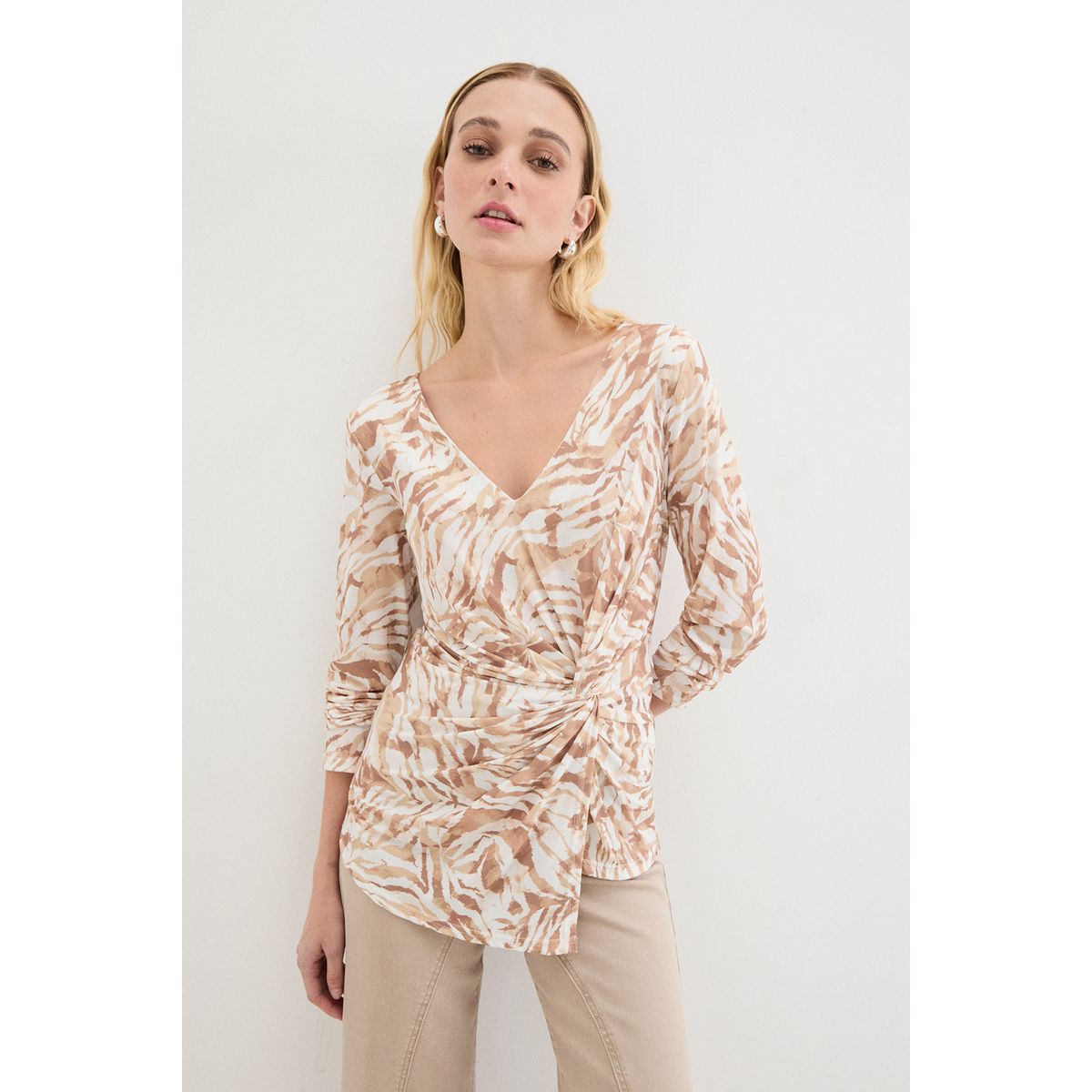 ASH - Polera Manga Larga Beige Mujer Ash