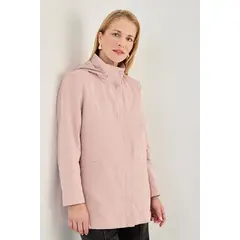 MA GRIFFE - Trench Con Gorro Desmontable Rosado Magriffe