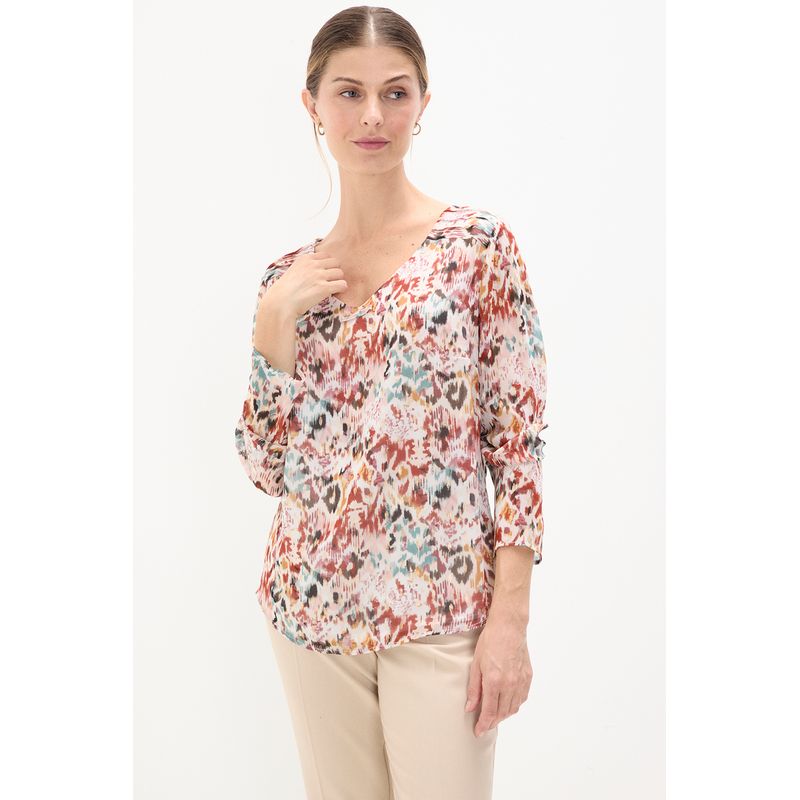 MA GRIFFE - Blusa Manga Larga Burdeo Mujer Magriffe