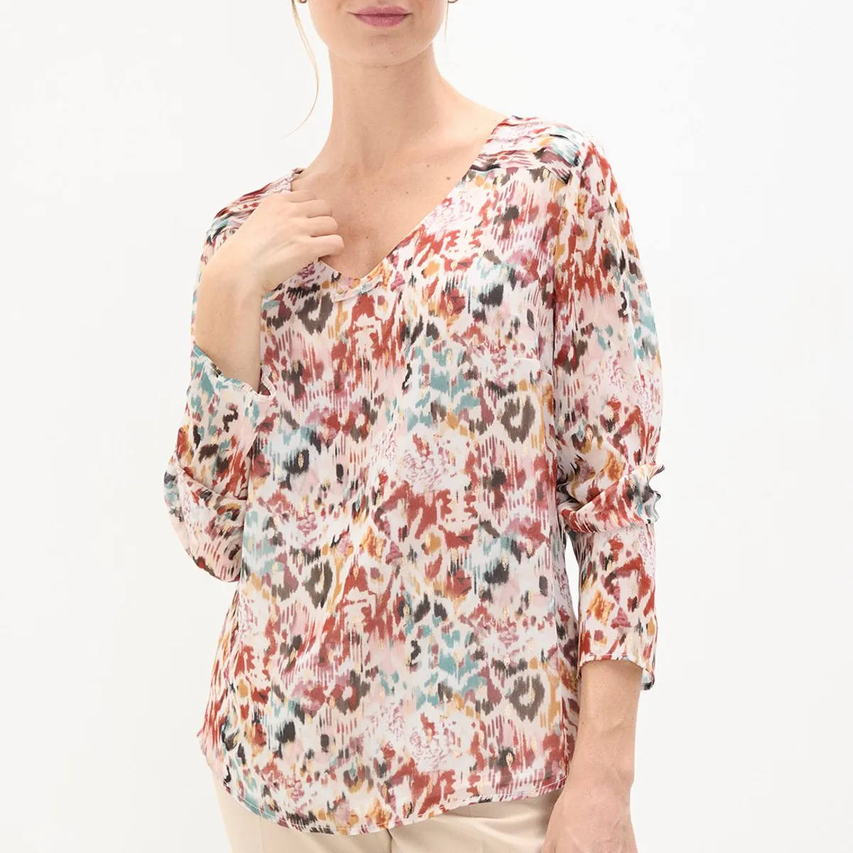 MA GRIFFE - Blusa Manga Larga Burdeo Mujer Magriffe