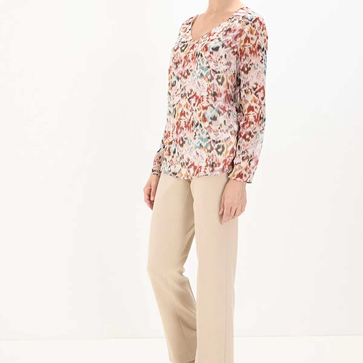 MA GRIFFE - Blusa Manga Larga Burdeo Mujer Magriffe