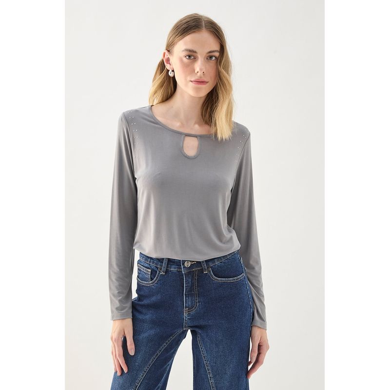 ASH - Polera Manga Larga Gris Mujer Ash