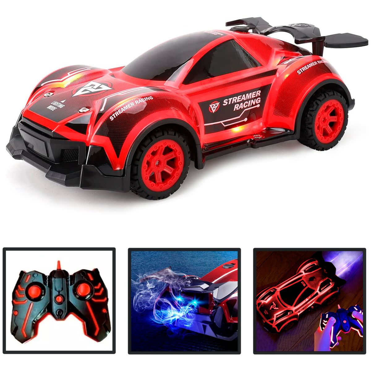 IPLAY - Auto Control Remoto Spray Racing 5 Modos 2,4 ghz  Rojo