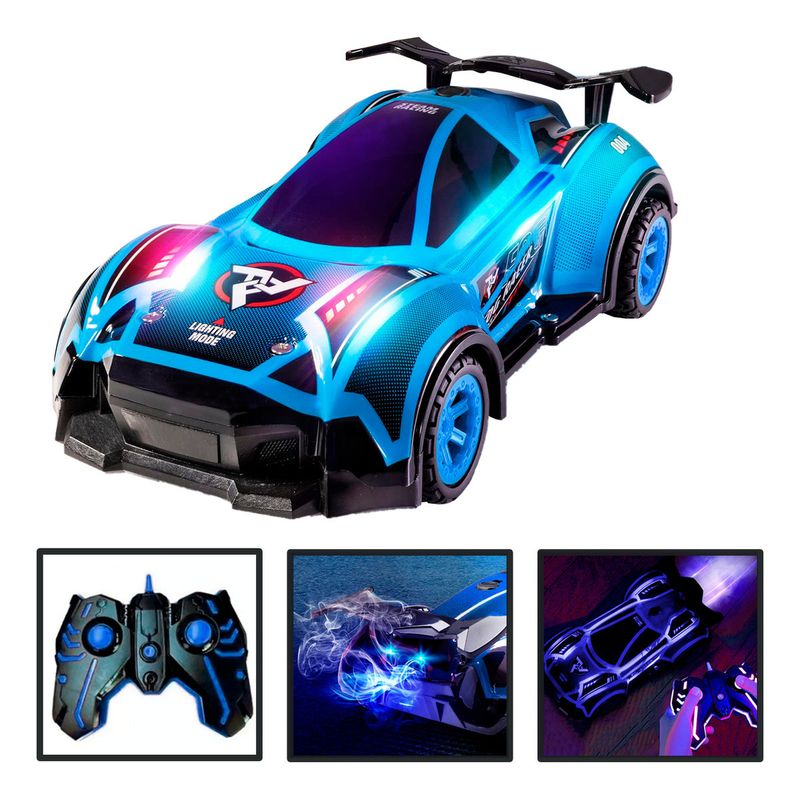 IPLAY - Auto Control Remoto Spray Racing 5 Modos 2,4 ghz Azul
