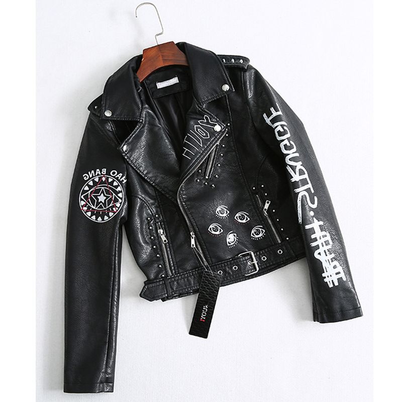 TIOZONEY - Chaqueta PU Sintético Mujer con Dibujo