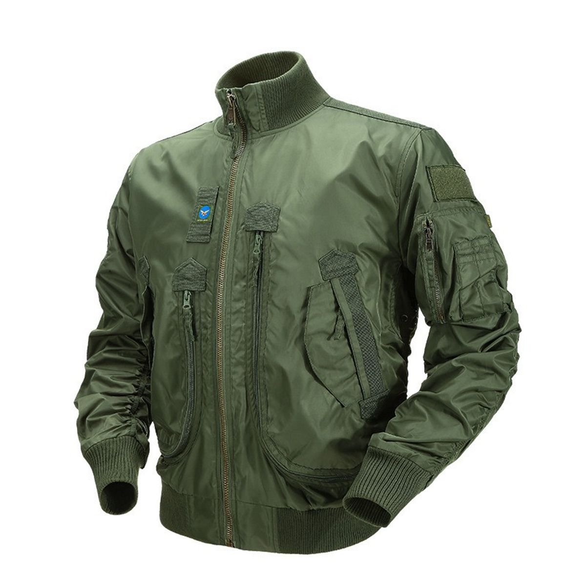 TIOZONEY - Chaqueta de aviador con cuello para hombre - Verde