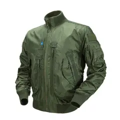 TIOZONEY - Chaqueta de aviador con cuello para hombre - Verde