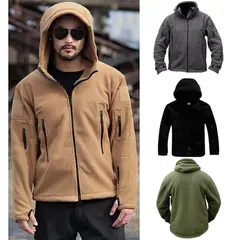 TIOZONEY - Abrigo de capucha térmica para hombres - Negro