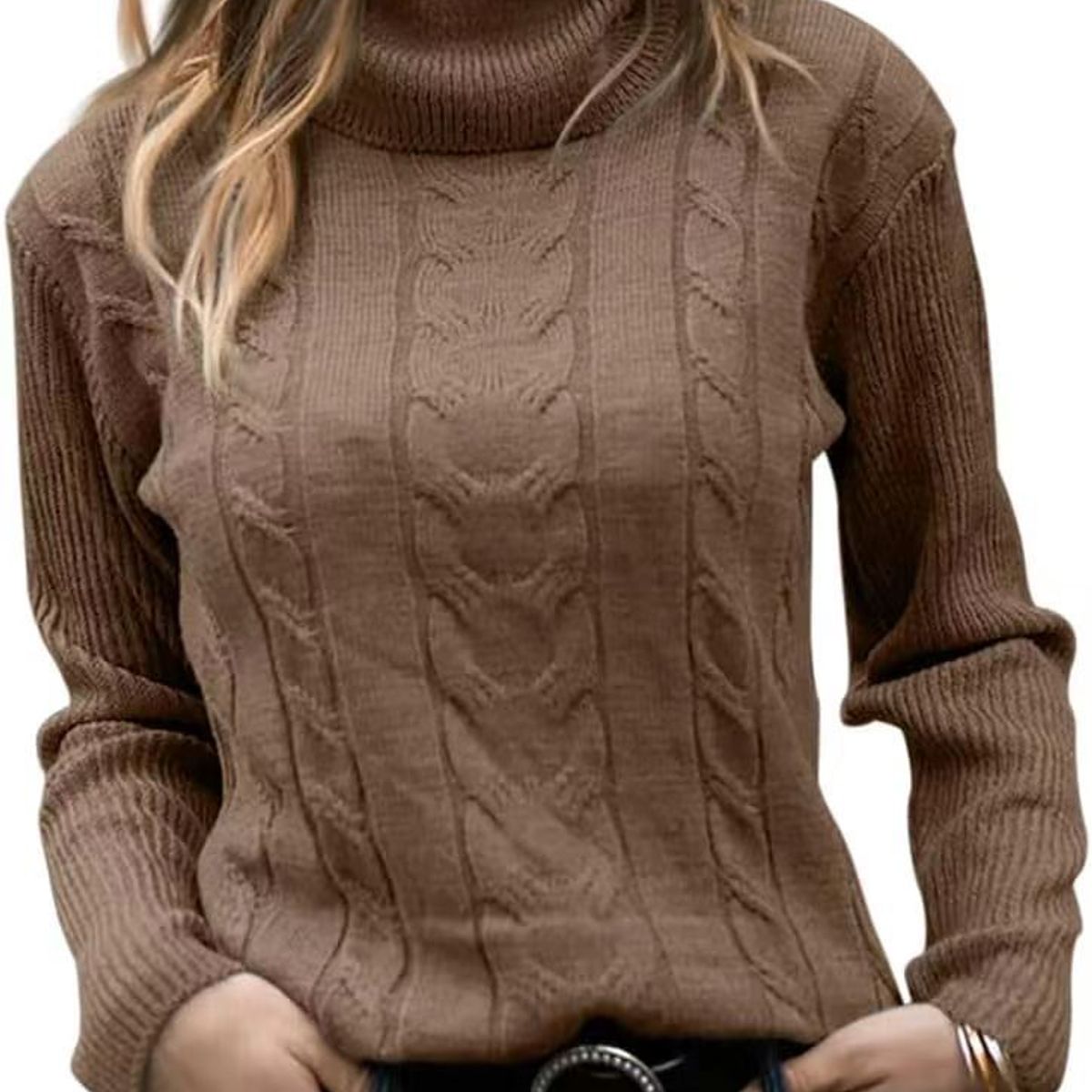 TIOZONEY - Sweater Cuello de Cuello Alto Mujer