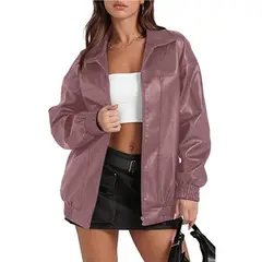 TIOZONEY - Chaqueta Larga De Cuero Suelta