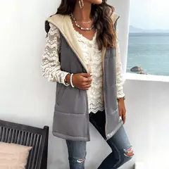 TIOZONEY - Chaqueta Chiporro Mujer sin mangas - Gris