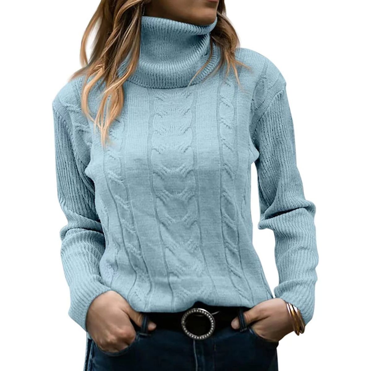 TIOZONEY - Sweater Cuello de Cuello Alto Mujer