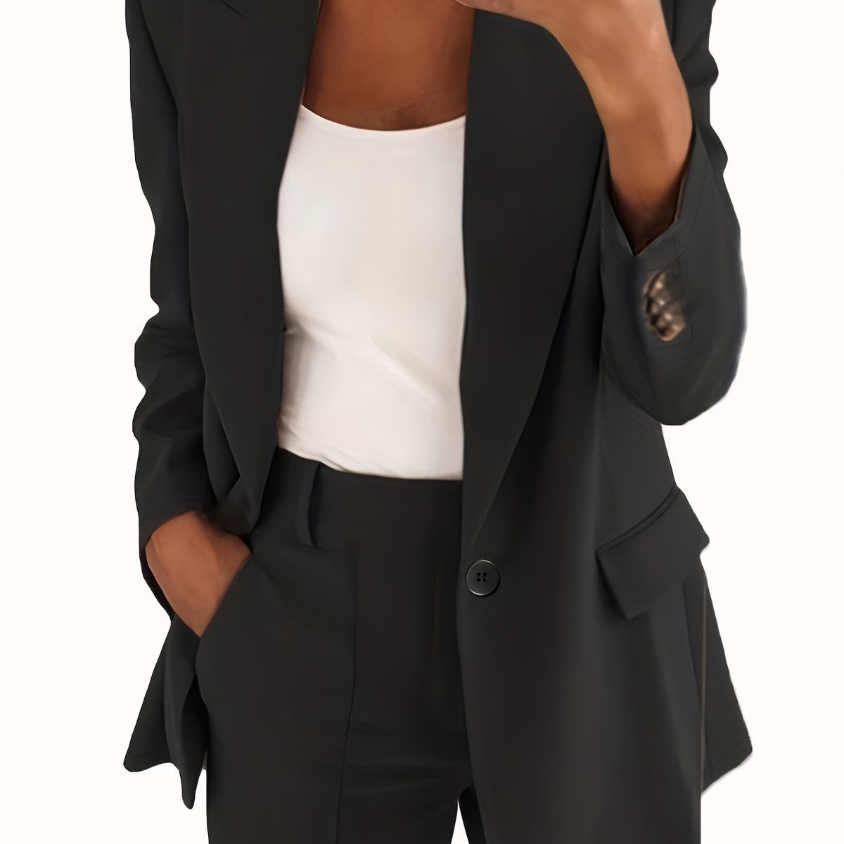 TIOZONEY - Blazer para Mujer - Negro