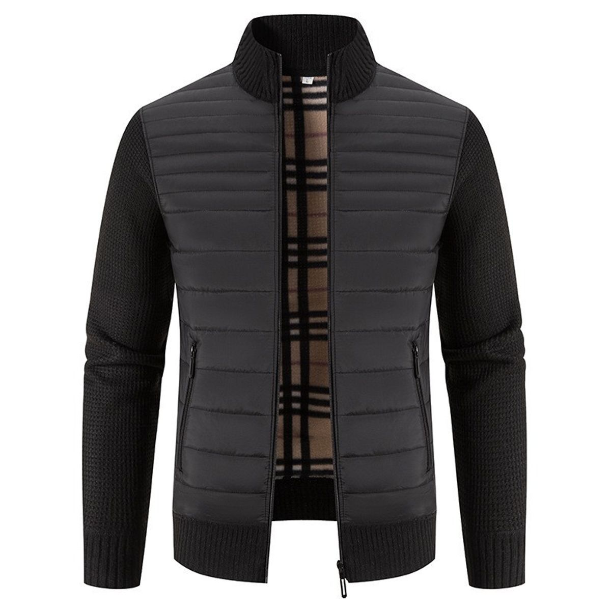 TIOZONEY - Chaqueta con cremallera y cuello para hombre