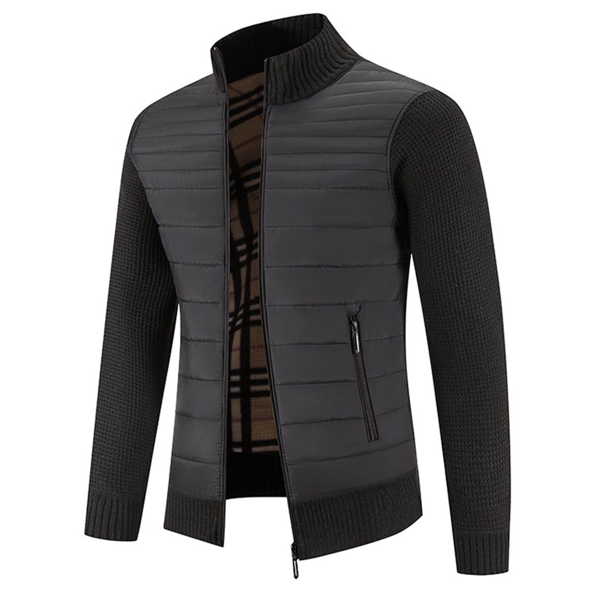 TIOZONEY - Chaqueta con cremallera y cuello para hombre