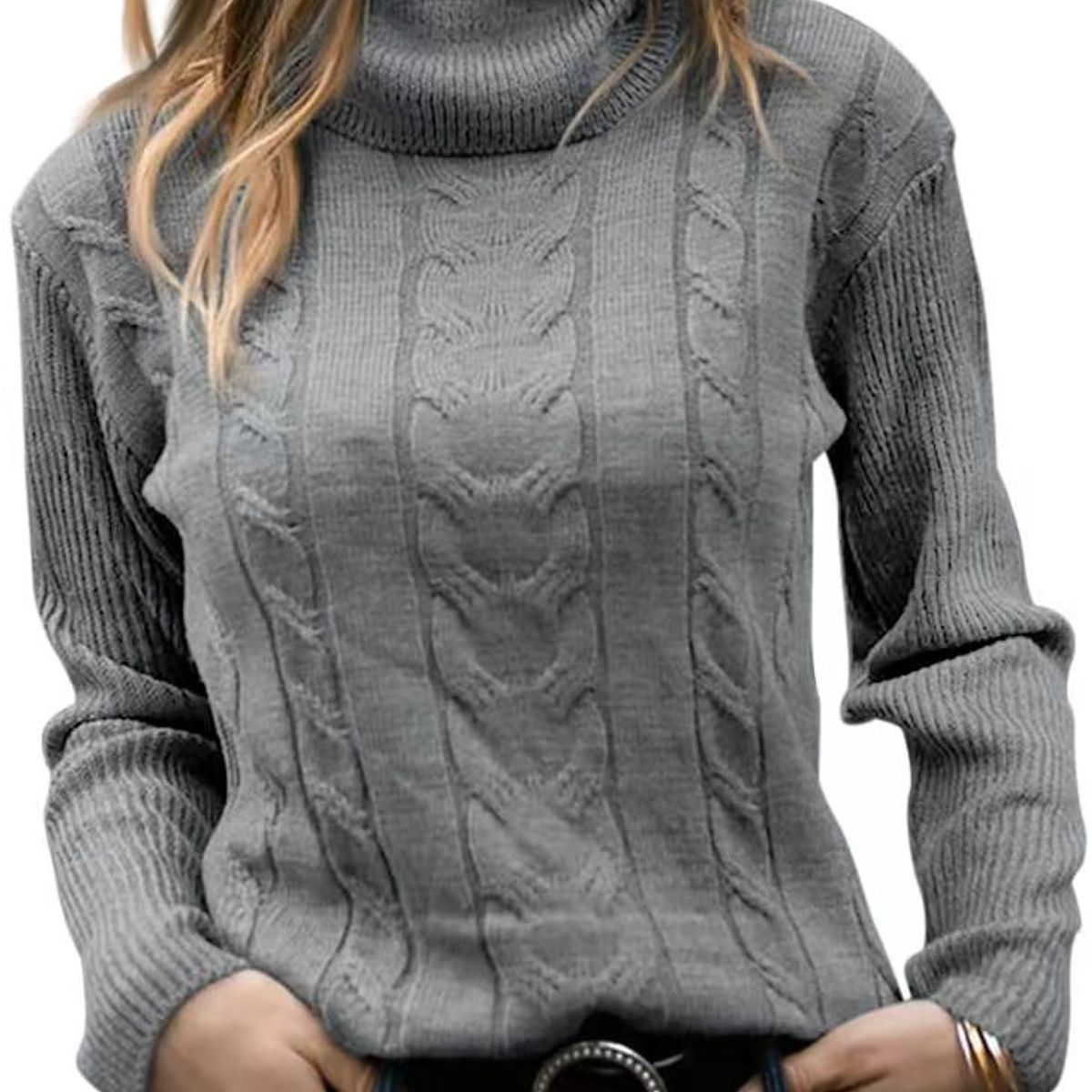 TIOZONEY - Sweater Cuello de Cuello Alto Mujer