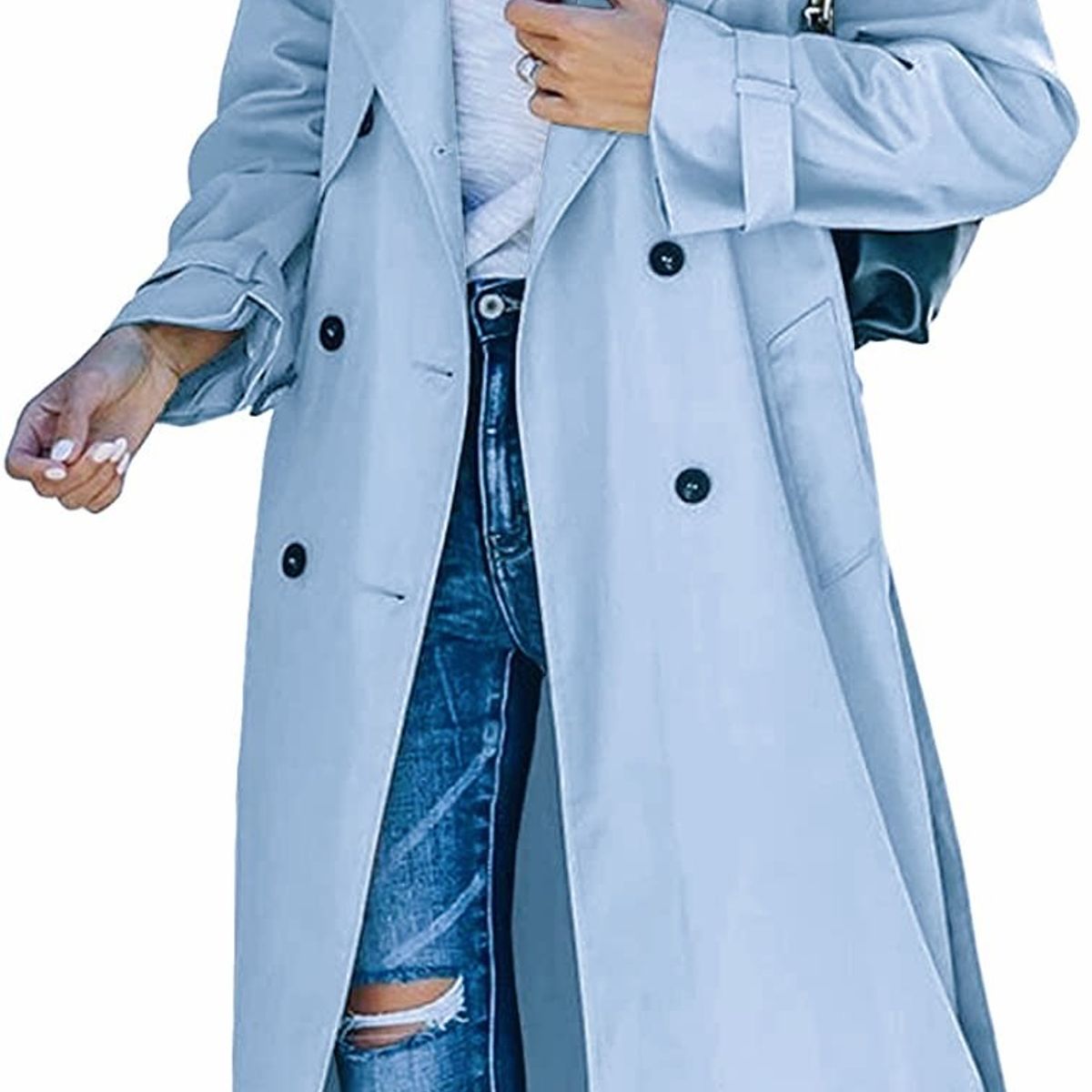 TIOZONEY - Abrigo Largo Mujer -Azul