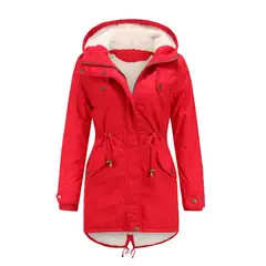 TIOZONEY - Abrigo chiporro con gorro para mujer - Rojo