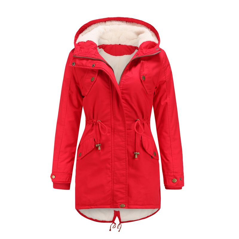 TIOZONEY - Abrigo chiporro con gorro para mujer - Rojo