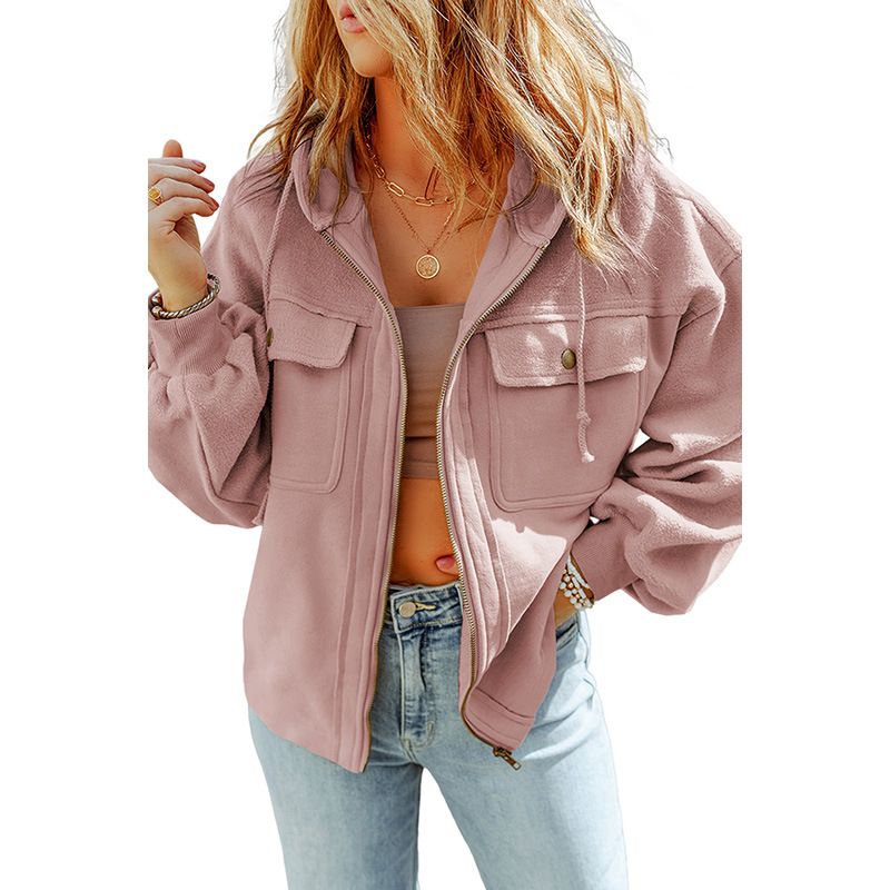 TIOZONEY - Chaqueta con capucha de peluche - Rosado