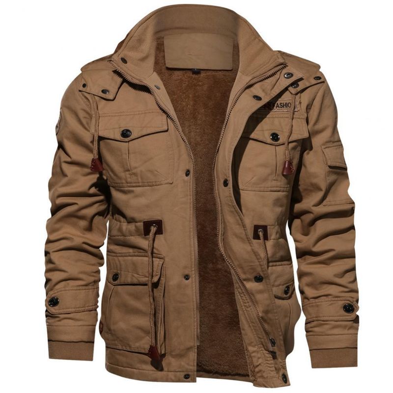 TIOZONEY - Chaqueta con gorro desmontable para hombre