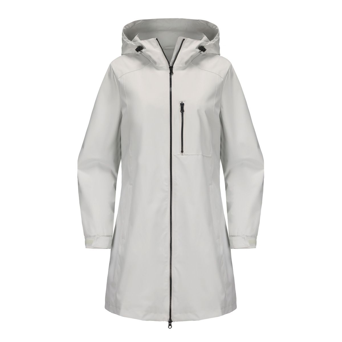 TIOZONEY - Chaqueta impermeable con capucha para mujer-Gris